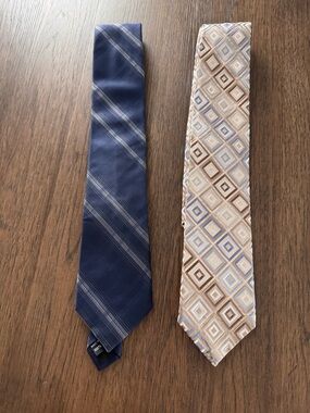 Men's Two Ties- Navy & Patterned
